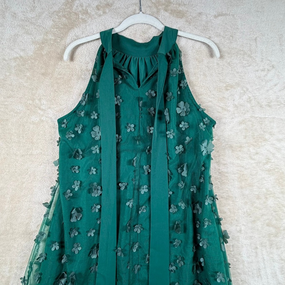 Vimpunec L Green Tulle Floral Applique Halter‎ Neck Dress St Patty's Day Party - Picture 3 of 12